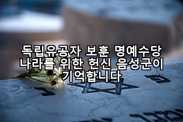 독립유공자 보훈 명예수당 나라를 위한 헌신 음성군이 기억합니다
